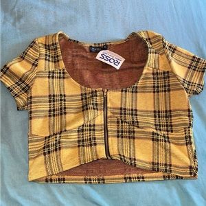 Plaid Zip Up Top, Liz & Sara, XL